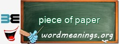 WordMeaning blackboard for piece of paper